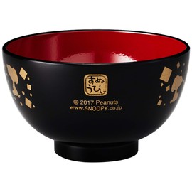 「 PEANUTS(ピーナッツ) 」 スヌーピー 和食器 筆唐草 塗 汁椀 直径10.5cm ブラック 611516 白