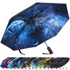 ZUOYOUZ Compact Travel Umbrella,Automatic,Strong,Windproof,Folding,Lightweight,Printed Pattern Backpack Folding Travel Umbrella for