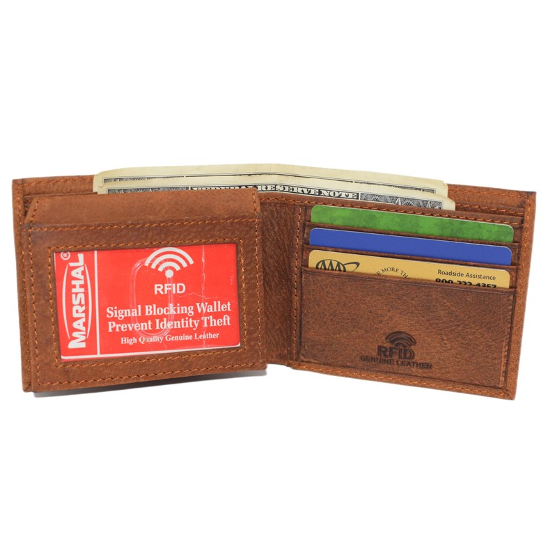 MARSHAL Scorpio Logo Men's Bifold Trifold RFID Blocking Real Leather
