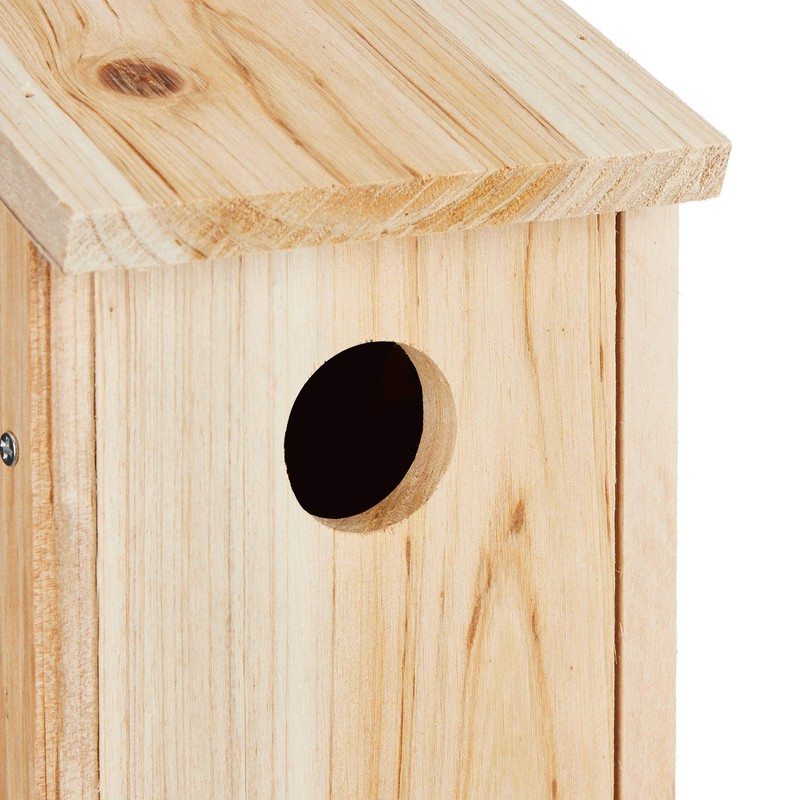 Relaxdays Nesting Box for Birds, for Hanging, Untreated Wood, Escape
