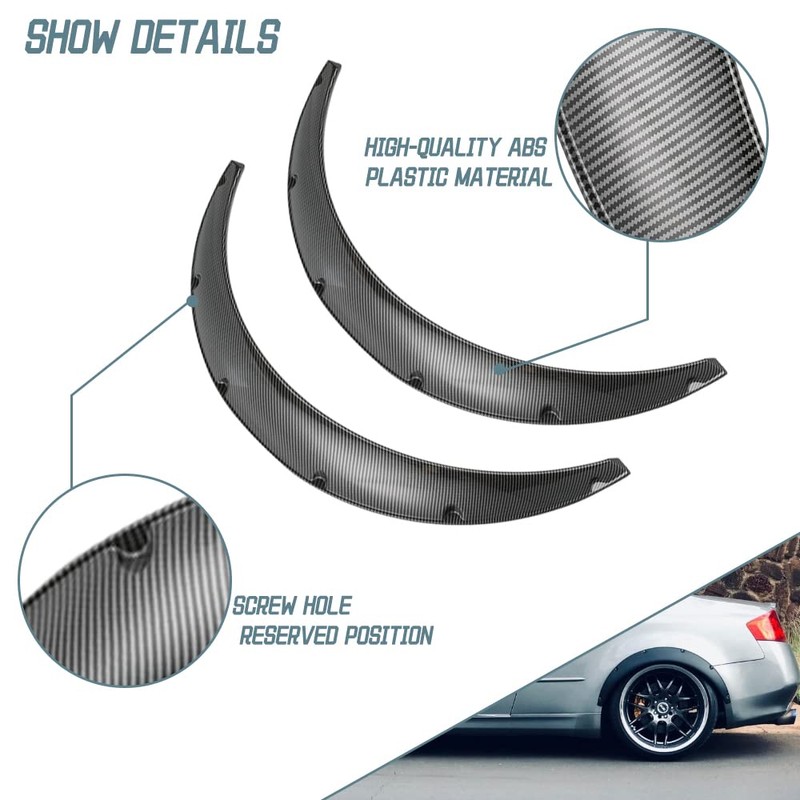 DREAMIZER 4x 2"/50mm Flexible Car Fender Flares Universal Extra Wide
