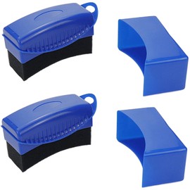 Modengzhe 2 Pcs 4-Inch Car Wheel Trim Contour Detailing Applicator Sponge for Car Dressing Polishing Buffing Cleaning (Blue Handle with Lid)