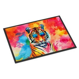 Caroline's Treasures DAC3966JMAT Hippie Animal Bengal Tiger Doormat Front Door Mat Indoor Outdoor Rugs for Entryway, Non Slip Washable Low Pile, 24H X 36W