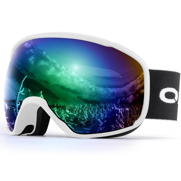 Odoland Ski Goggles Snowboard Goggles for Men and Women Anti-UV400, Anti-fog, Windproof, Protective Goggles with Large Spherical OTG Lens, W