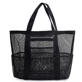 Dinhauyon Beach Storage Bag,Mesh Beach Bag, Swimming Shoulder Bag, 16.92x7.87x15.35in Large Waterproof Swimming Bag For Beach, Travel Picnic, Foldable Sand Toys Handbags