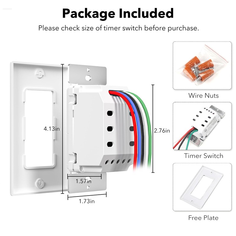 BN-LINK 7 Day Programmable in-Wall Timer Switch for Lights, Fans