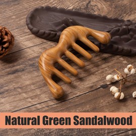 Moreinday Wooden Scalp Massager for Scalp Gua sha, Massage Comb, Wooden Head Massager - Green Sandalwood
