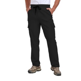 TZDNI Cargo Pants for Men Hiking Pants Waterproof UPF 50+ Lightweight Quick Dry Zipper Pockets Outdoor Fishing Work HH24011 Black L