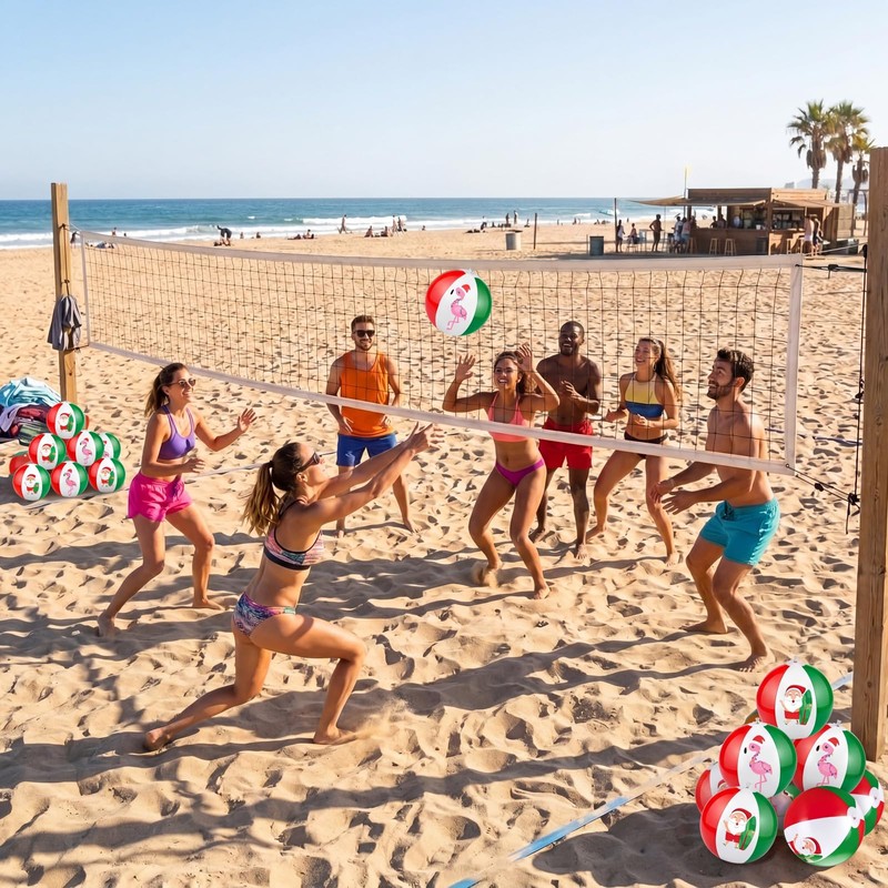 Jetec 12 Pcs Christmas in July Beach Balls 12" Inflatable