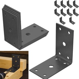 10 Pcs Metal Angle Brackets for Wood, Heavy Duty Corner Connectors for Wood, Right Angle L Brackets for Timber, L Shaped Connectors for Fixing Joining Furniture Shelves, 2.6x2.6x1.5"