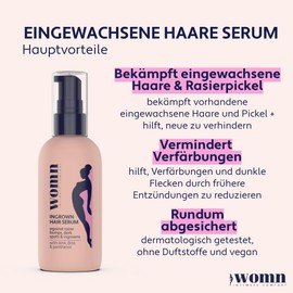 womn Intimate Comfort Ingrown Hair Serum for Ingrown Hair, Shaving Pimples & Skin Discolouration, 50 ml
