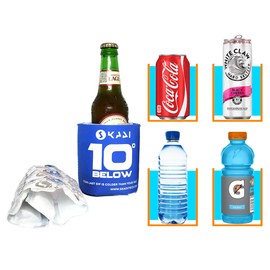 10 Below Classic Freezable Can and Bottle Cooler - Cools to Zero and Below! Swappable ThermPak - 4 in 1 Design - Blue
