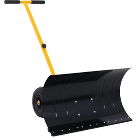 Efficient 29" Snow Shovel with Wheels, Ergonomic Adjustable Handle, Snow Pusher for Easy Driveway Clearing