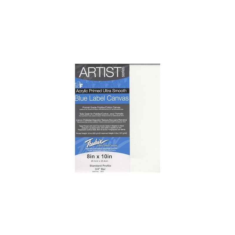 Fredrix 5601 Ultra Smooth Stretched Canvas, 8 by 10-Inch