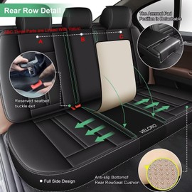 DISUTOGO Seat Covers Fit for Nissan Titan 2009-2023 2024 2025: 5 Seats Full Set Faux Leather Car Seat Covers Waterproof Automotive Seat Cushion Protector (2 Row 5 Seats, Black)