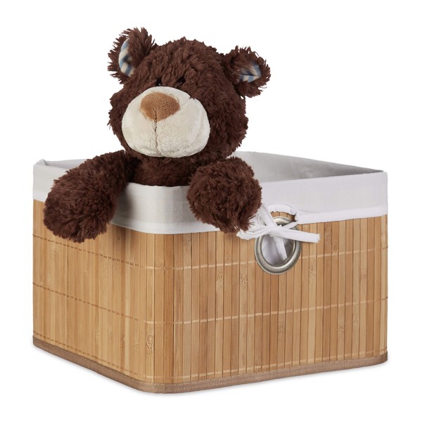 1 x Storage Basket, Fabric Cover, Bamboo, Rectangular, Bathroom, Accessories,