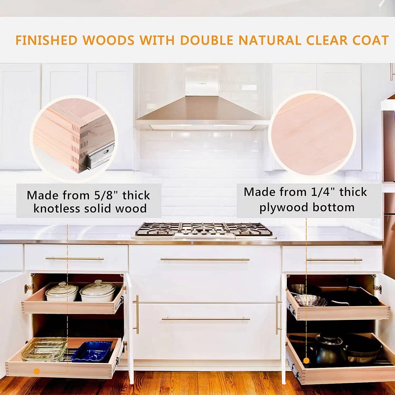 Mulush Pull Out Cabinet Drawer, 29”W x 21”D Soft Close