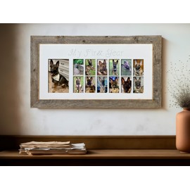 BARNWOODUSA Dog First Year Picture Frame Photo Frame for Puppy Commemorates 12 Months Newborn-One Year Fur Baby Milestone Birthday Keepsake Reclaimed Wood Weathered Gray