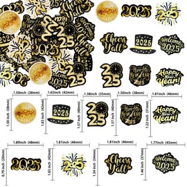Gyufise 54Pcs Edible 2025 Happy New Year Cupcake Toppers Edible Rice Paper Firework Clock Hello 2025 Cheers to 2025 Cupcake Picks Women Men Birthday Party Anniversary Decorations Supplies Gold