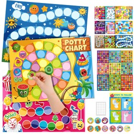 Potty Training Charts for Toddlers Boys & Girls, Scratch and Sniff Smelly 9 Fruits Styles Potty Reward Chart Toddler with Fun Reward Smelly Stickers & Potty Training Toilet Color Changing Sticker