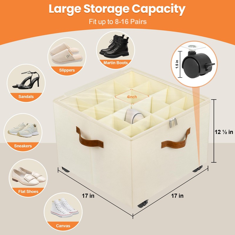 Shoe Organizer for Closet, 2 Pack Shoe Storage Organizer with