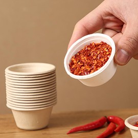 HugeDE 100 Pcs Mini Paper Cups - 2 oz Sauce & Condiment Containers, Sample Size Serving Cups for Dessert, Charcuterie & Jello Shots