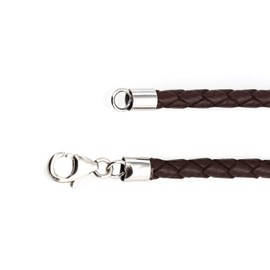 Bling Jewelry Unisex Genuine Brown Black Leather Braided Rope Necklace Pendant Cord for Women, Teenagers, Men, .925 Sterling Silver, 14 16 18 20 24 Inch Length, Leather, No Gemstone