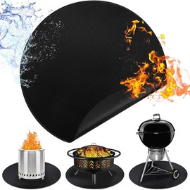 Fire Bowl Mat, Fireproof Mat, Black, 50 cm, Reusable, Fireproof, BBQ Grill Protective Mat, for Solo Stove, Table Grill, Small Grill, Heat Protection Mat