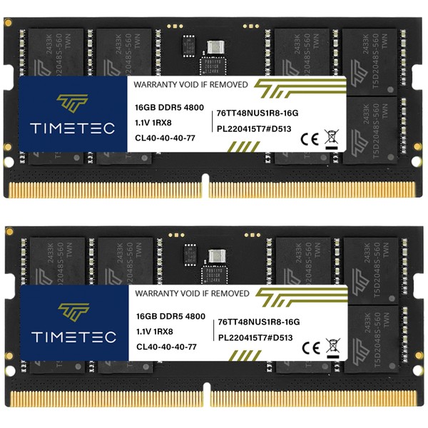 Timetec 32GB KIT(2x16GB) DDR5 4800MHz PC5-38400 Unbuffered Non-ECC 1.1V CL40