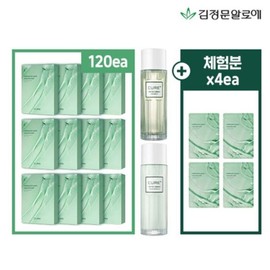 Double Latest Kim Jung-moon Aloe Cure Mask Pack 120 Sheets + 4 Trial Sheets + 2 Basic Products / 더블 최신상 김정문알로에 큐어 마스크팩 120매+4매 체험분+기초2종