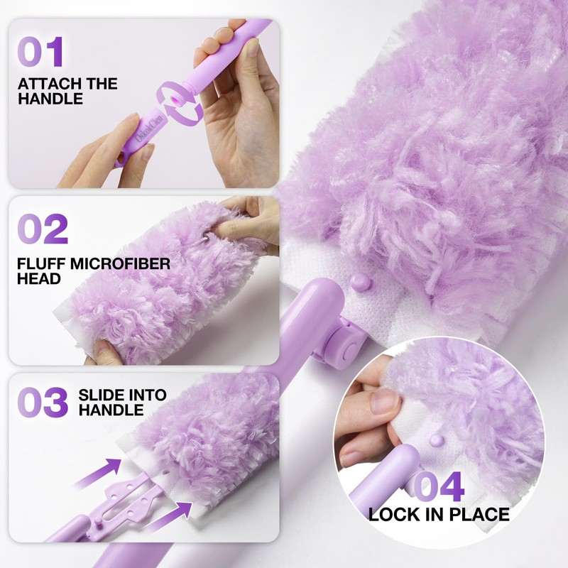 10 Pack Disposable Duster with 1 Handle,Thickened & Dense Fiber