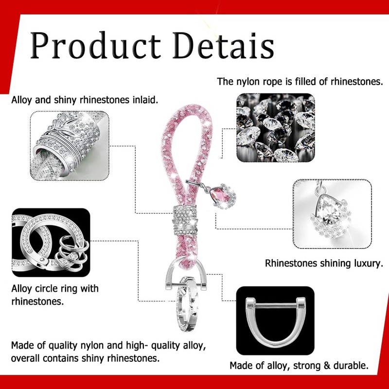 Mearo Crystal Car Key Chain for Women, Keychain Accessories with