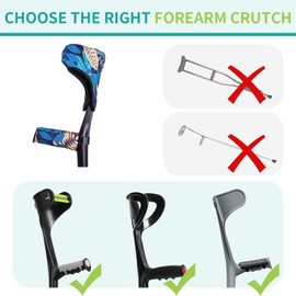 Forearm Crutch Pads and Hand Grip Covers for Open Cuff Crutches Forearm Crutches Accessories,Moisture Wicking Breathable Forearm Crutch Covers with Elastic Strap Increases Walking Comfort（Only 1 Set）