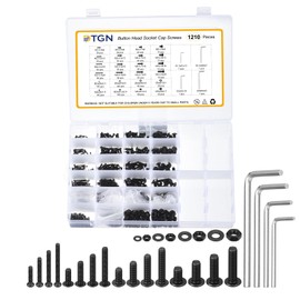 DTGN 1210Pcs M2 M3 M4 M5 Button Head Socket Cap Screws - Carbon Steel Bolts Nut Set Washer Assortment Kit & Wrench - Good for Road Bicycle, Mountain Bike, Auto