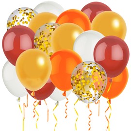 60 Pcs 12 Inch Fall Balloons Orange Gold Burgundy White Confetti Balloons for Thanksgiving Autumn Little Pumpkin Baby Shower Birthday Party Decorations