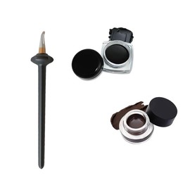 1 Set Silicone Eyeliner Brush, Eyeliner Guide Tools, Reusable Eye Liner Kit with Black and Brown Eyeliner Cream, Easy No-Skip Eyeliner Gel for makeup Novices(Black) Cosmetic Handle Smooth eyeliner brown eyes:_Green Pen+black Cream+brown Cream