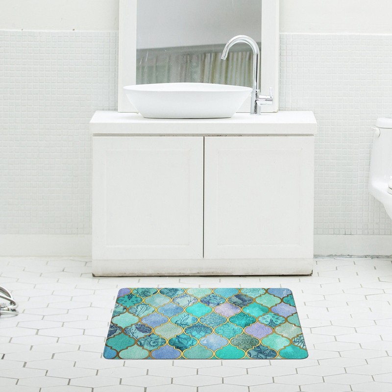Geometry Printing Non slip Water Absorbent Mat Pad Bathroom Kitchen