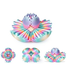 Gear Ball 3D Printed Fidget Toy Spinning Gear Sphere for Stress Relief Anxiety Fun Desk Toy for Adults Kids Stocking Filler Birthday Christmas White Elephant Gifts Lustrous Rainbow, Diameter: 2.5 In