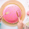 Whaline 40Pcs Gradient Pink Paper Plates Gold Dot Disposable Dessert