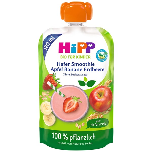 HiPP Organic for Children Smoothie Apple Banana Strawberry with Oat Drink 120 ml Pack of 6 (6 x 120 ml)