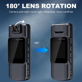 L11 Body Camera, 1080P HD Wearable Mini Body Cameras with IR Night Vision, 180° Rotatable Lens, 1.54inch Screen Police for Meeting Law Enforcement