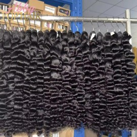 Raw Vietnamese Burmese Curly Wavy Bundle Unprocessed Cambodian 12a Human Hair Brazilian Hair Extensionscolor: 1pcs Natural wave hair, Stretched Length: 22 Inches