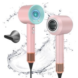 1600W Fast Drying Hair Dryer,Negative Ionic Blow Dryer with High-Speed 110,000 RPM Brushless Powerful Digital Motor,Low Noise Thermo-Control (Light Blue+Pink)