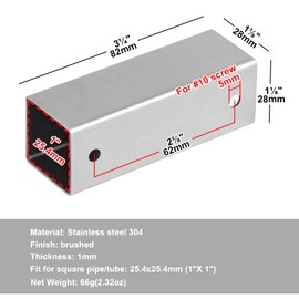 YIDU69Q 12 Pcs Stainless Steel 1" Slip Square Tube Connector, Straight Line Square Tube Coupler for Fence Rail Clamp