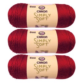 Caron Simply Soft 100% Acrylic Yarn ~ AUTUMN RED # 9730 (Pack of 3)