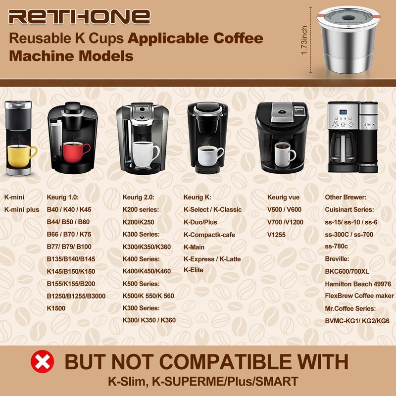 RETHONE Reusable K Cup for Keurig: Stainless Steel K Cup