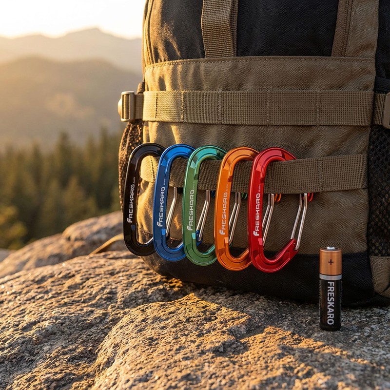 FresKaro 5pack Carabiner Keychain Clip Heavy Duty, Small Sturdy Key