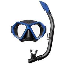 TUSA Sport UC-0106 Elite Adult 2-Window Mask & Snorkel Set, Black/Metallic Blue