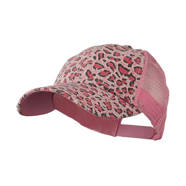 MG Women's Print Mesh Canvas Trucker Baseball Cap Hat (Pink Leopard)