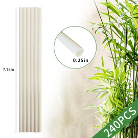 Pack of 240 Disposable Bamboo Fibre Drinking Straws, 100% Biodegradable Natural Bamboo Drinking Straws for Hot and Cold Drinks, 19.8 x 0.6 cm